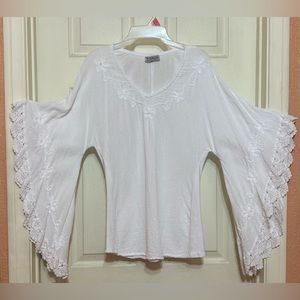 WEEKEND batwings organic cotton embroidered blouse S